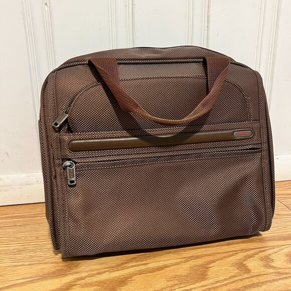 Tumi Brown Ballistic Nylon Accessory Satchel Travel Carryon Shoulder bag Purse - Picture 1 of 8